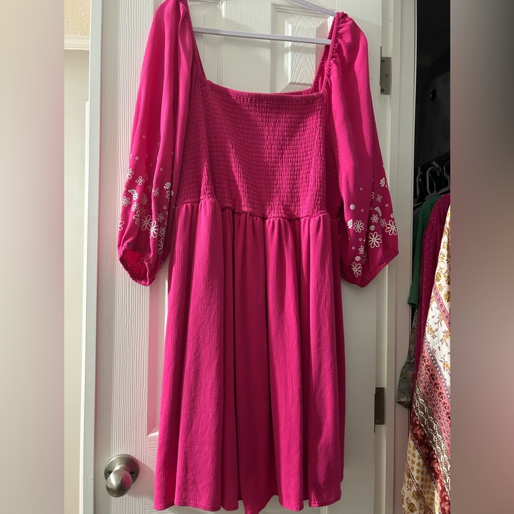 Hot Pink Smocked Dress